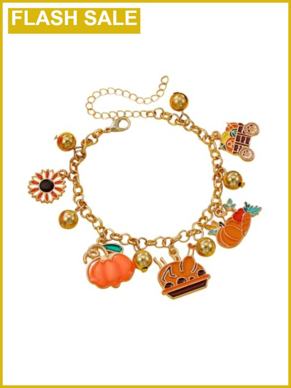 Thanksgiving Turkey Pumpkin Stretch Bracelet Set for Women